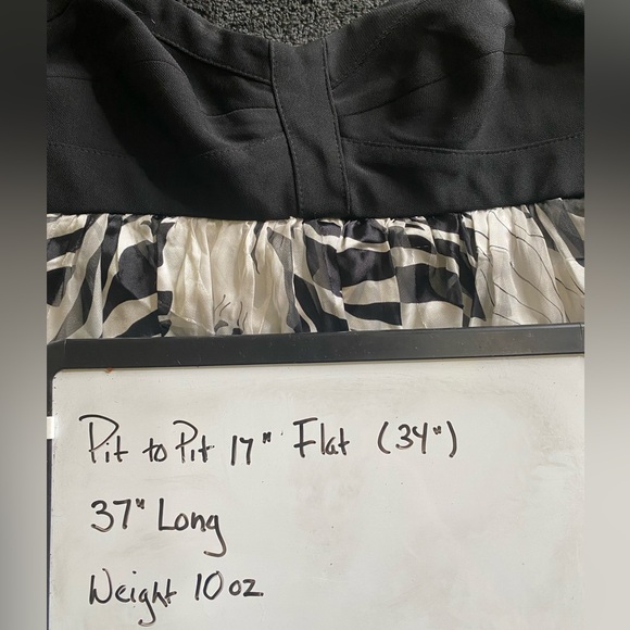 Y2K Babydoll Silk Blend Black White Dress Empire Drop Waist Flowy Lightweight - Picture 10 of 10